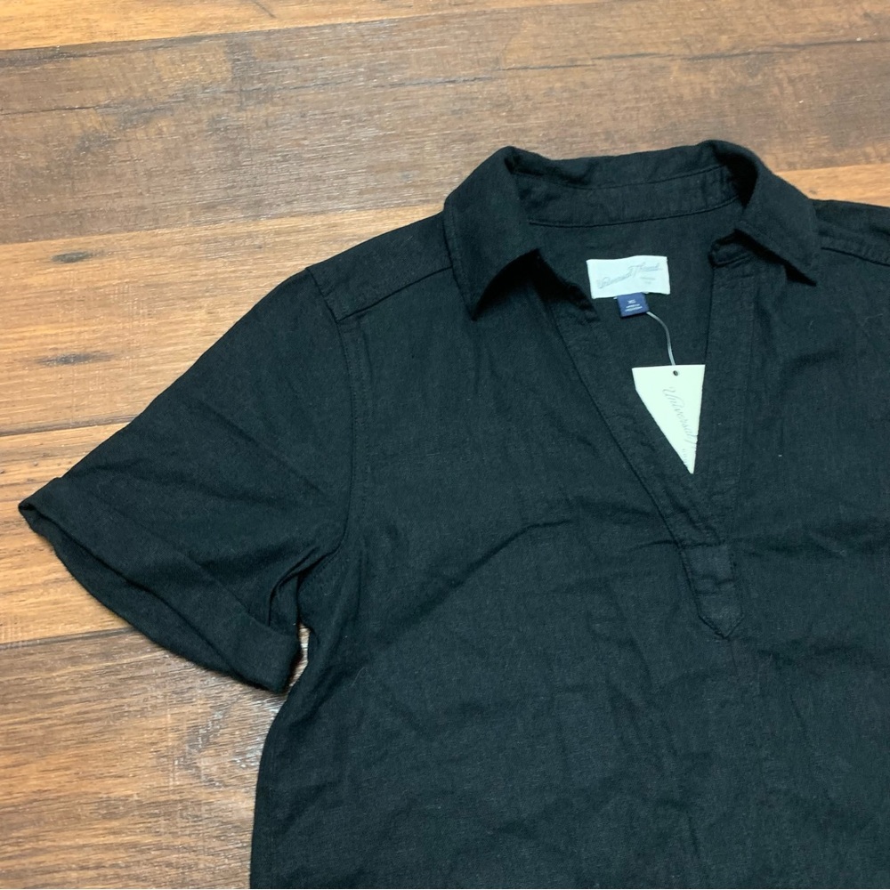 Universal Thread Womens Linen Blend Short Sleeve Black Popover Top XS New - Picture 5 of 8